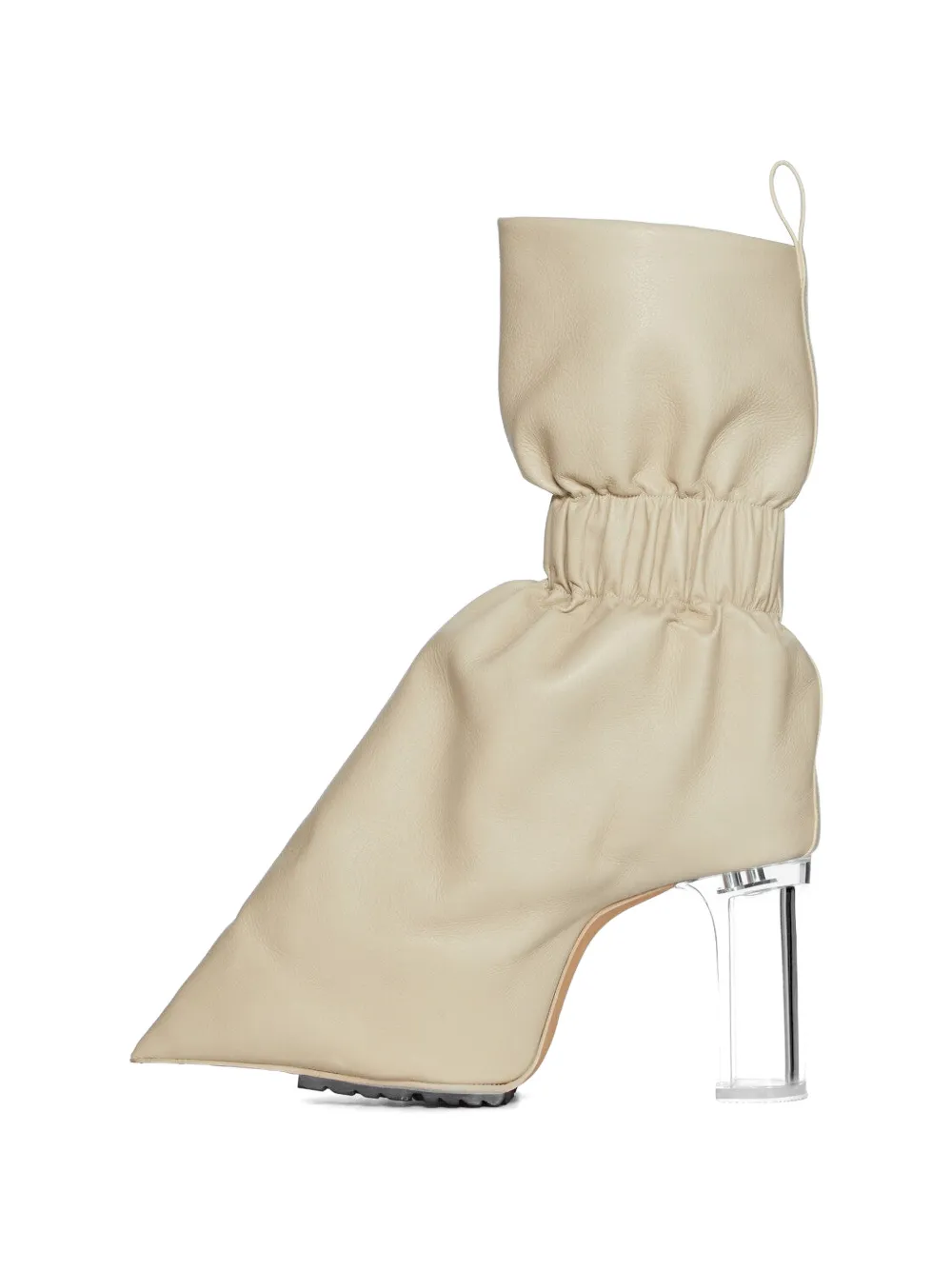 Rick Owens Taquito leren laarzen met ruches Beige