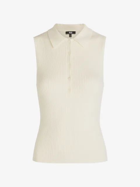 PAIGE ribbed-knit polo top