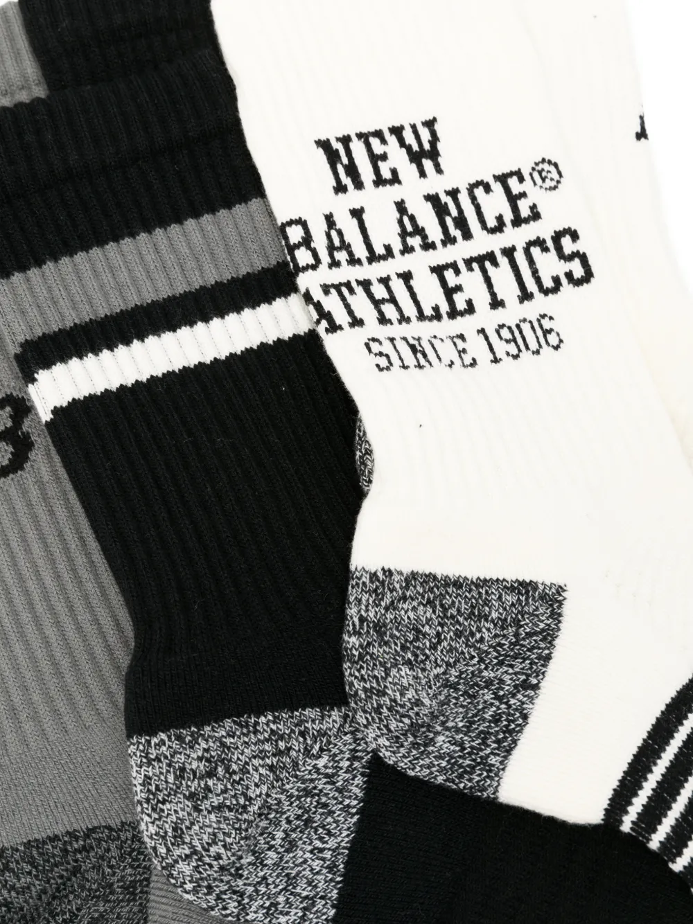 New Balance logo-print striped socks set (set of three) - Nero