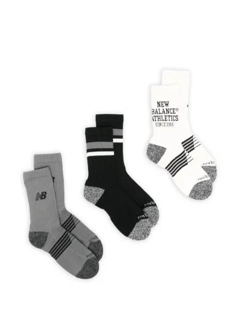New Balance logo-print striped socks set (set of three)