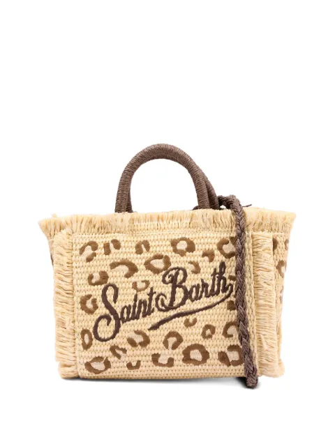 MC2 Saint Barth Kids mini Vanity leopard-print fringed beach bag