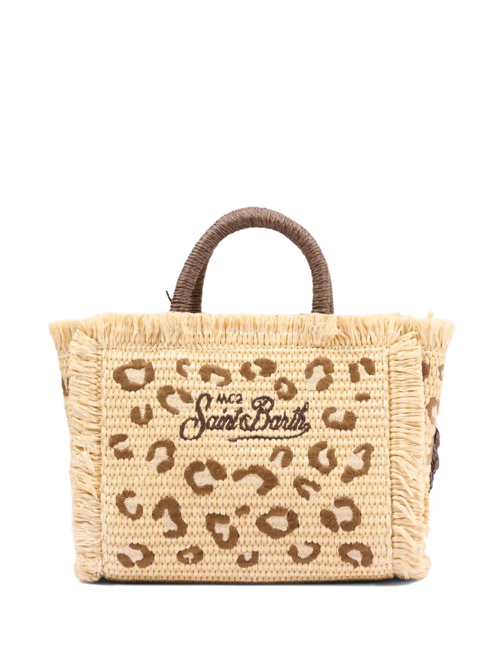  Mc2 Saint Barth Kids Mini Vanity Leopard-print Fringed Beach Bag - Neutrals 