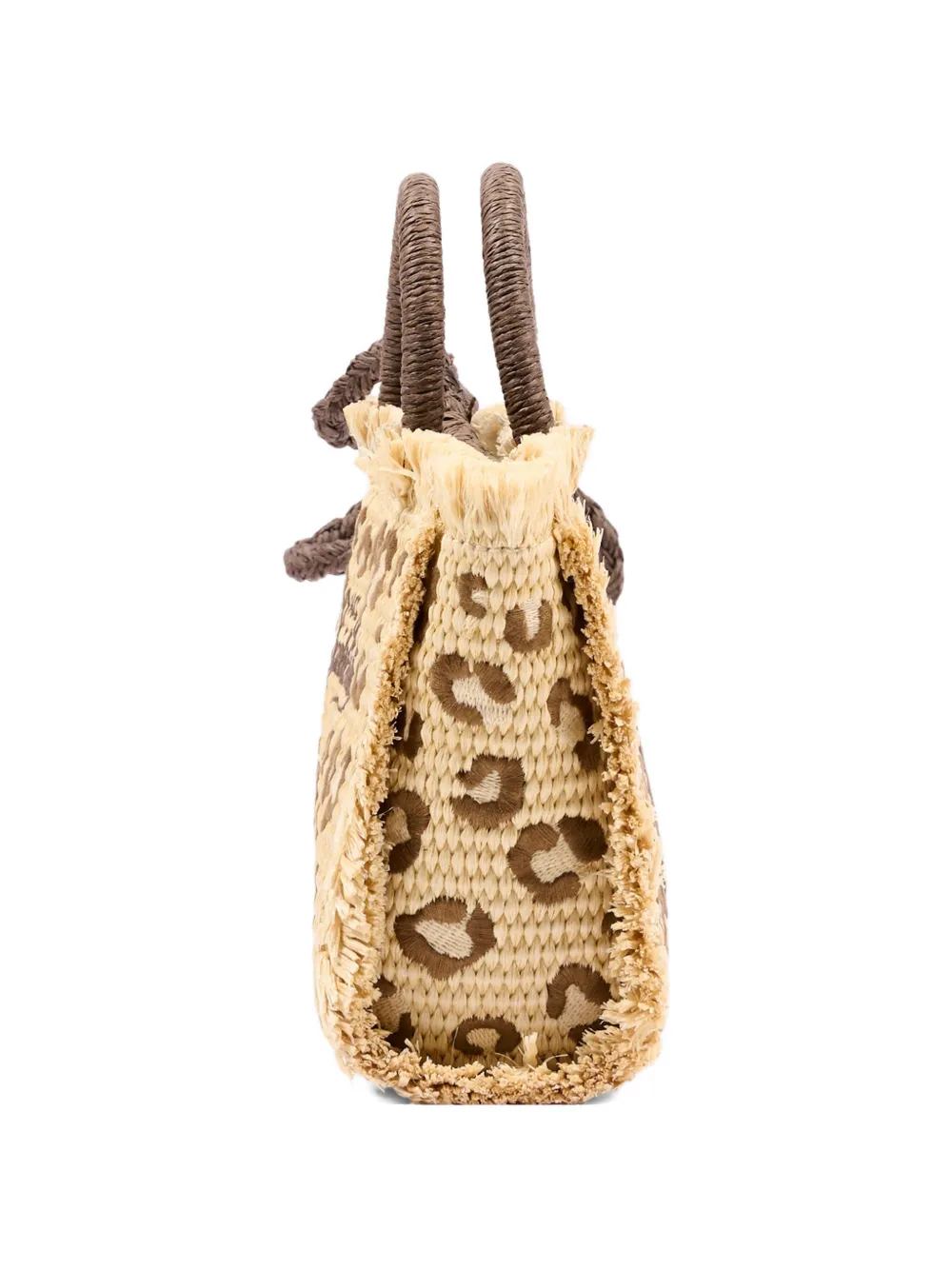  Mc2 Saint Barth Kids Mini Vanity Leopard-print Fringed Beach Bag - Neutrals 