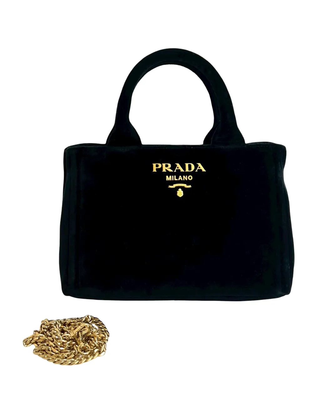 Prada Pre-Owned 2010-2025 Mini Velvet Canapa Chain satchel - Nero