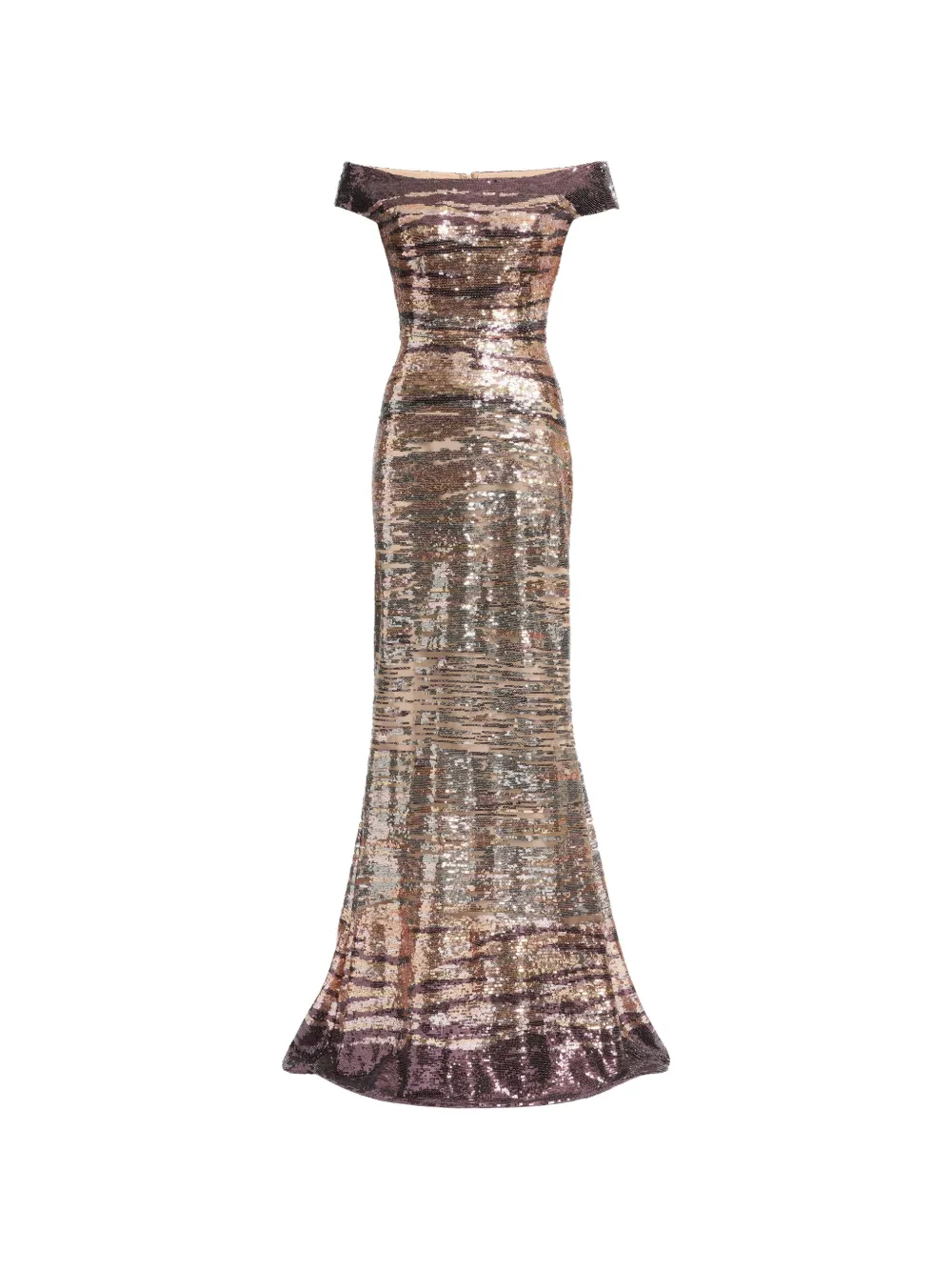 Elie Saab Sequin-embroidered off-shoulder maxi dress - Oro