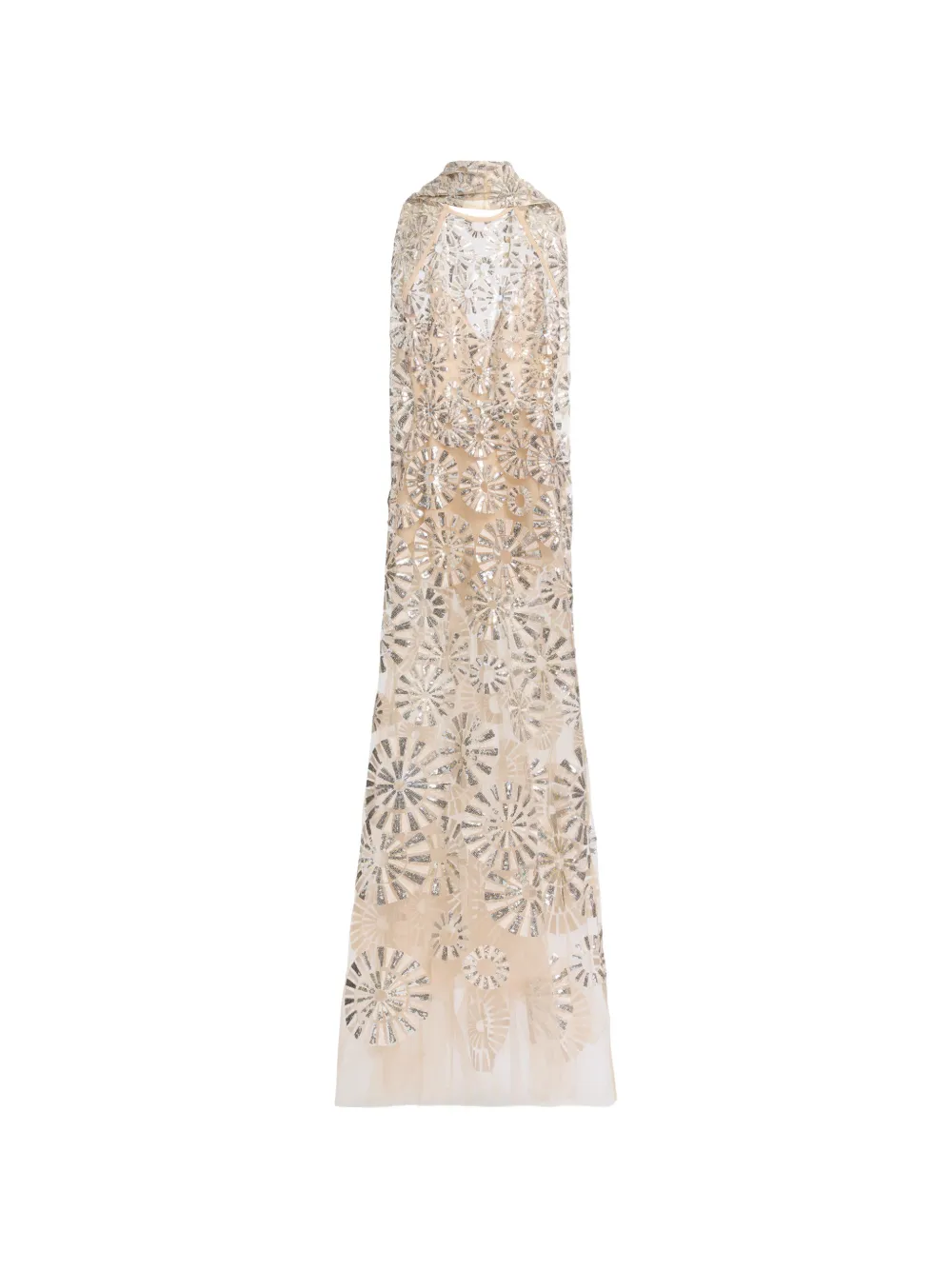 Elie Saab sequin-embroidered halterneck maxi dress - Toni neutri