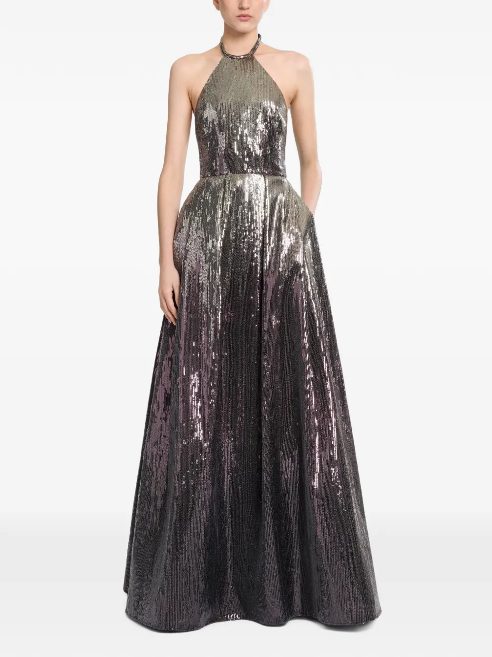 Elie Saab Avondjurk met halternek en pailletten Zilver