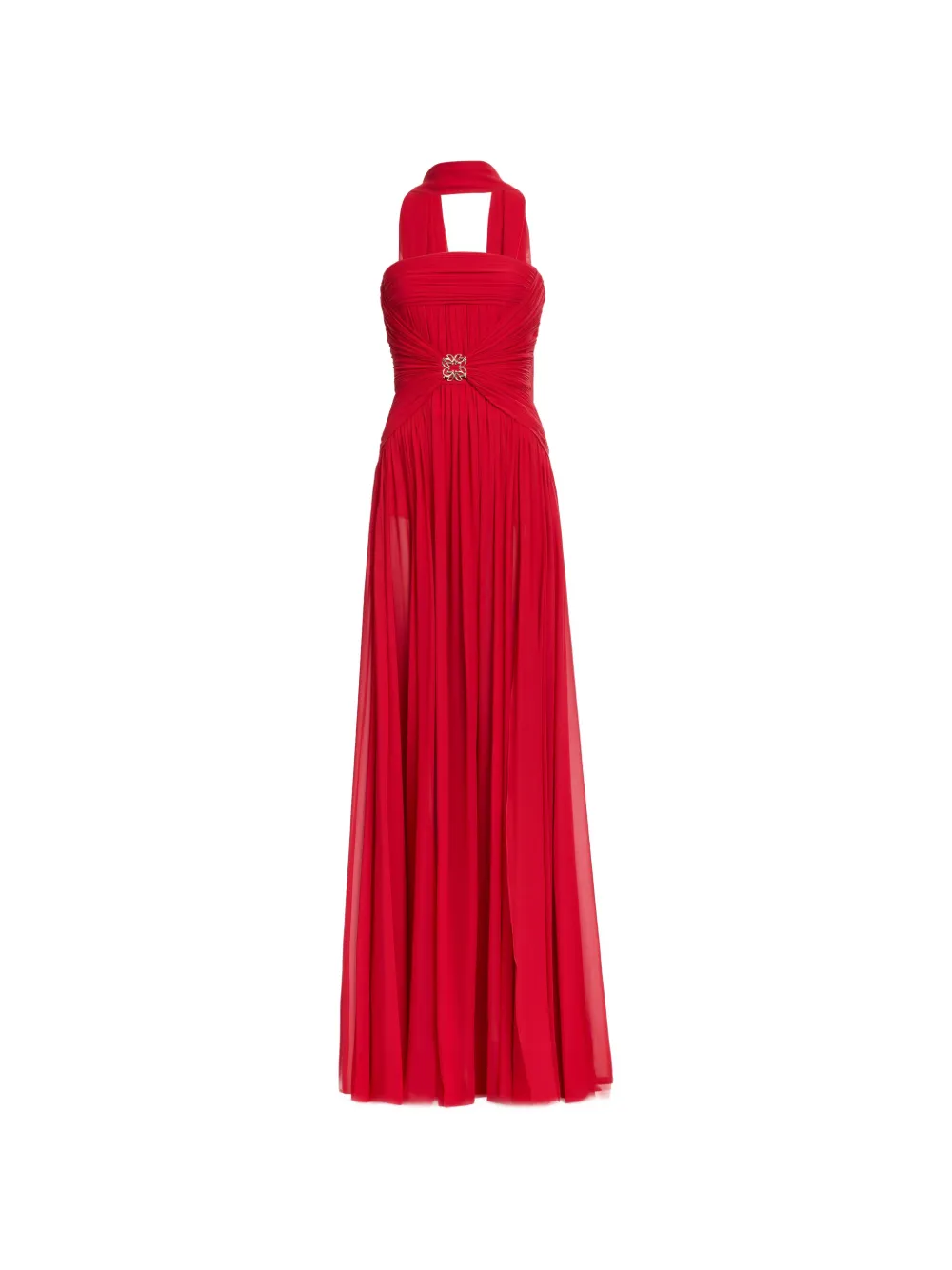 Elie Saab ruched silk maxi dress - Rosso