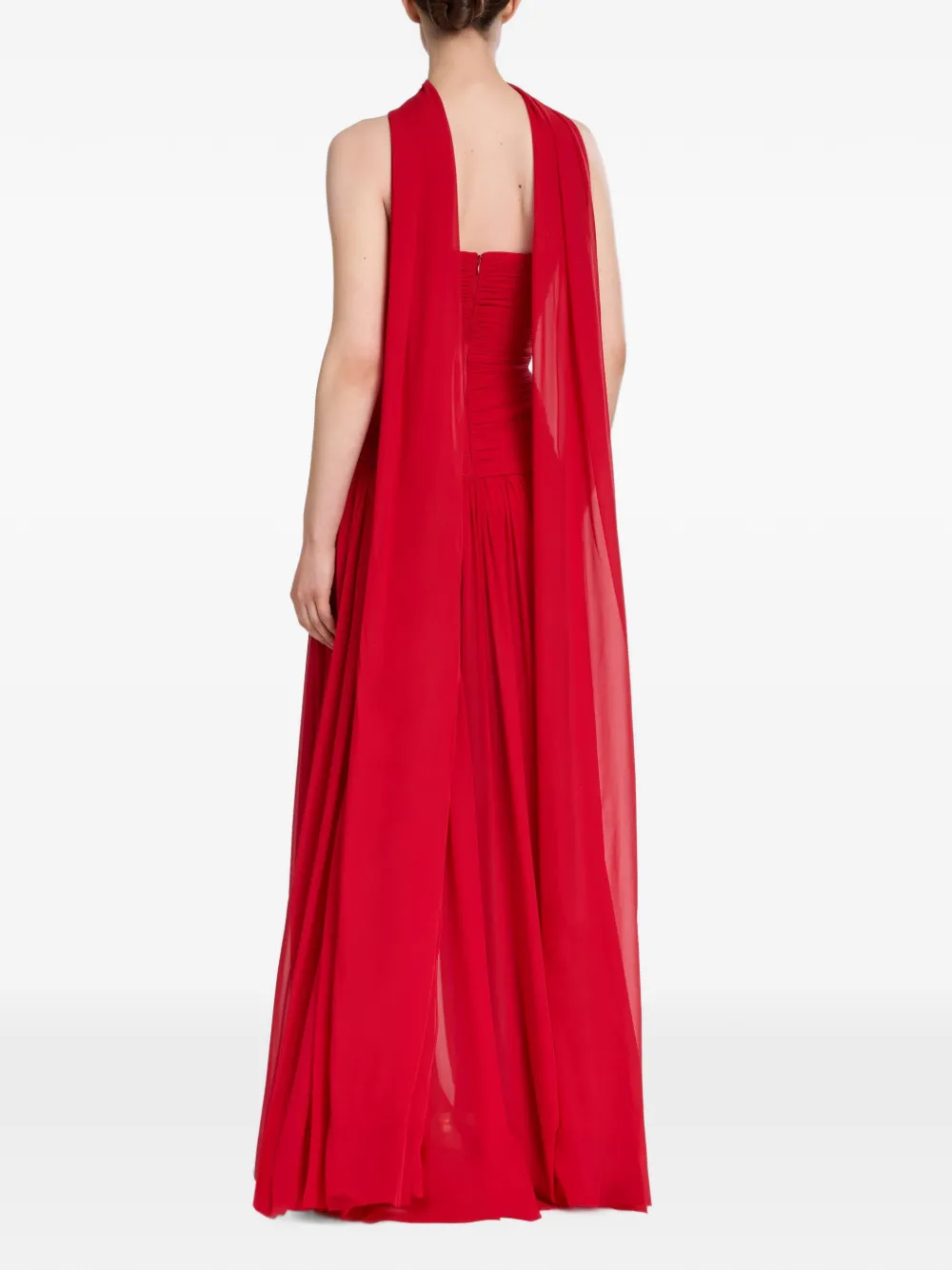 Elie Saab Maxi-jurk met ruches Rood