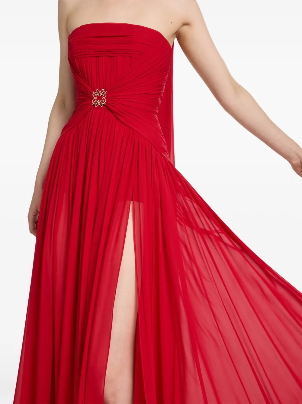 Elie Saab Maxi-jurk met ruches Rood