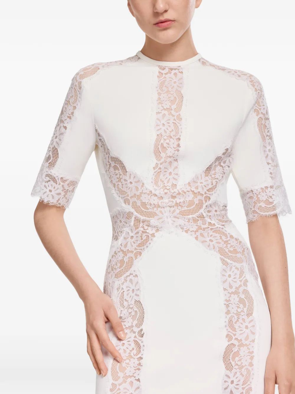 Elie Saab Midi-jurk met kant Wit