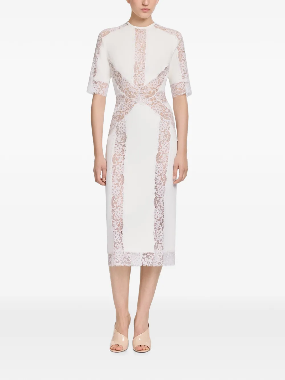 Elie Saab Midi-jurk met kant Wit