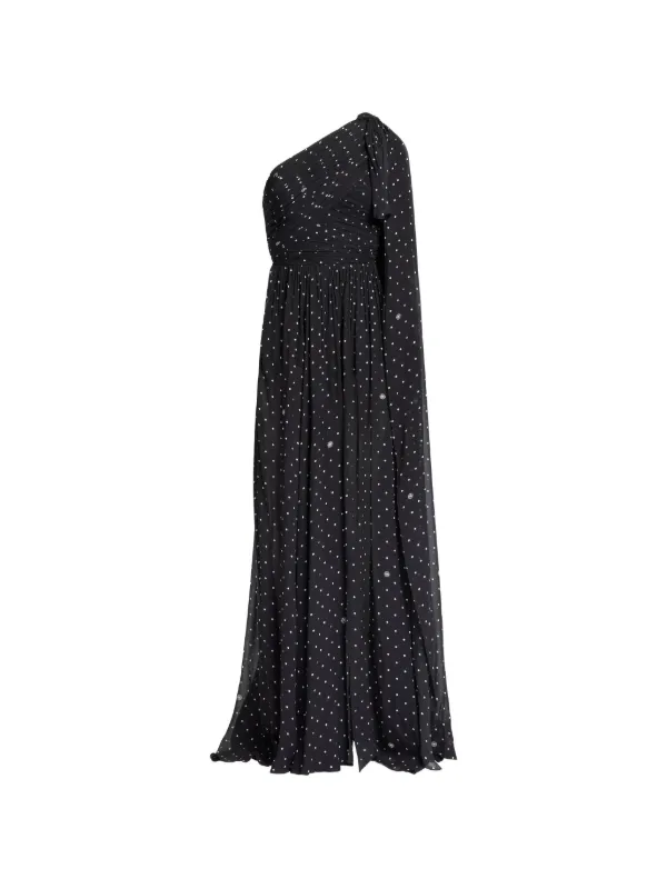 Elie Saab One-shoulder Polka-dot Maxi Dress in Black