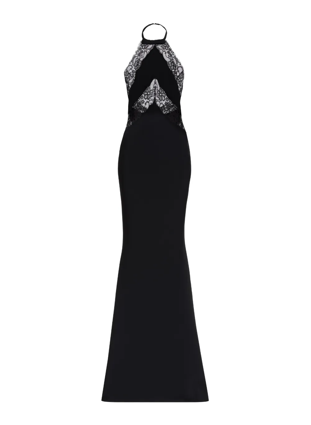 Elie Saab lace-panelled halterneck dress - Nero