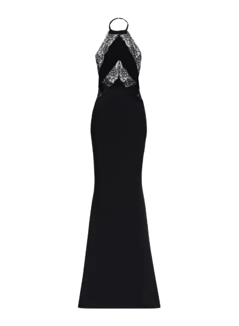 Elie Saab lace-panelled halterneck dress