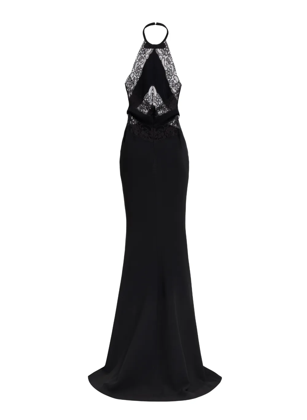 Elie Saab Halterjurk met vlakken van kant Zwart