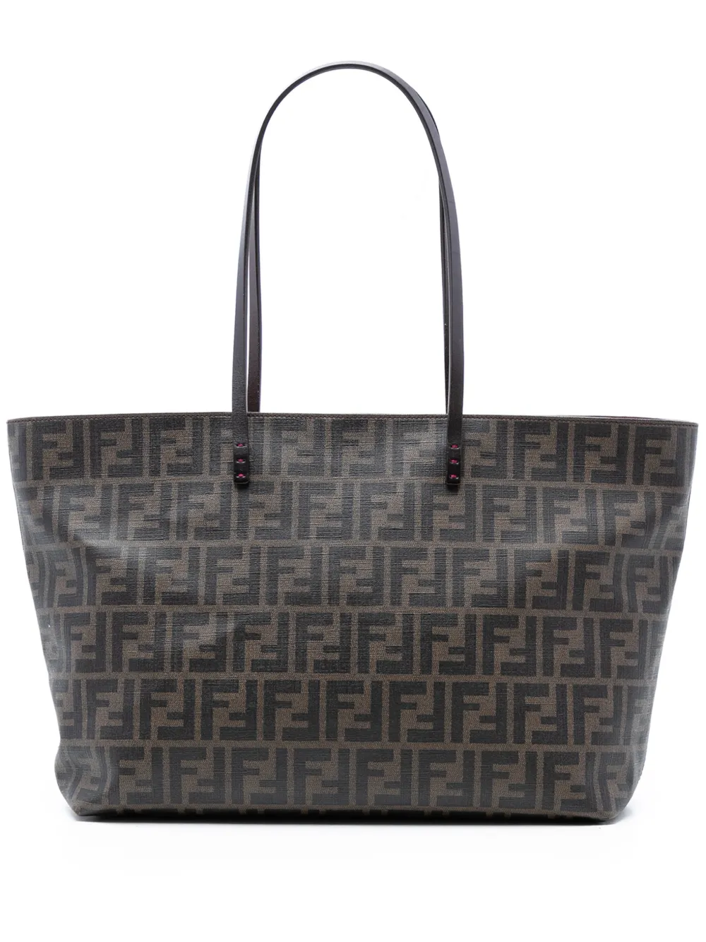 Fendi Pre-Owned 2010-2025 Medium Zucca Coated Canvas Roll tote bag - Marrone