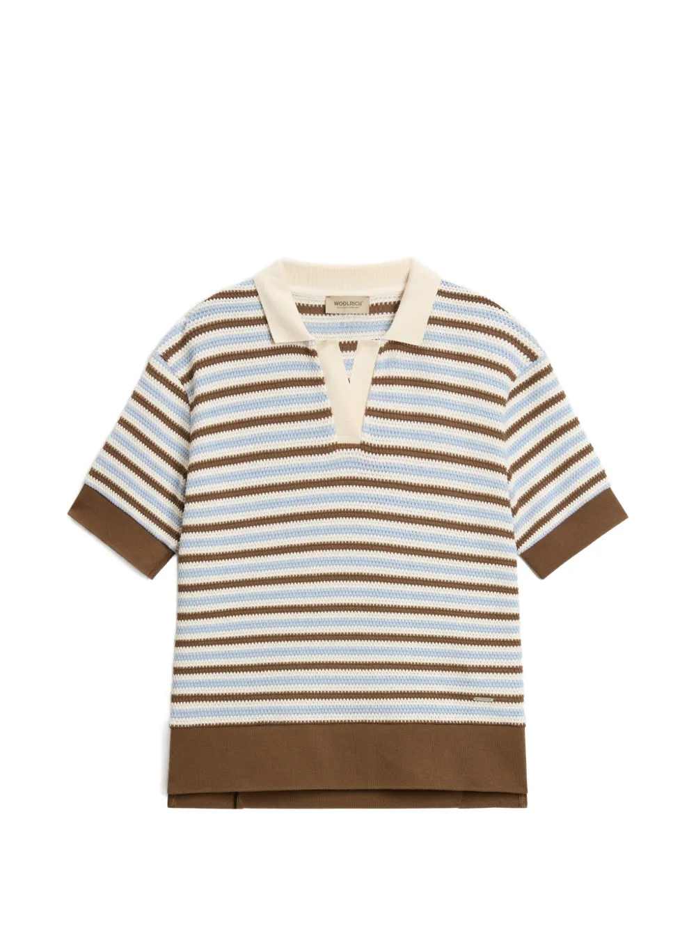 Woolrich striped crochet-effect polo shirt - Bianco