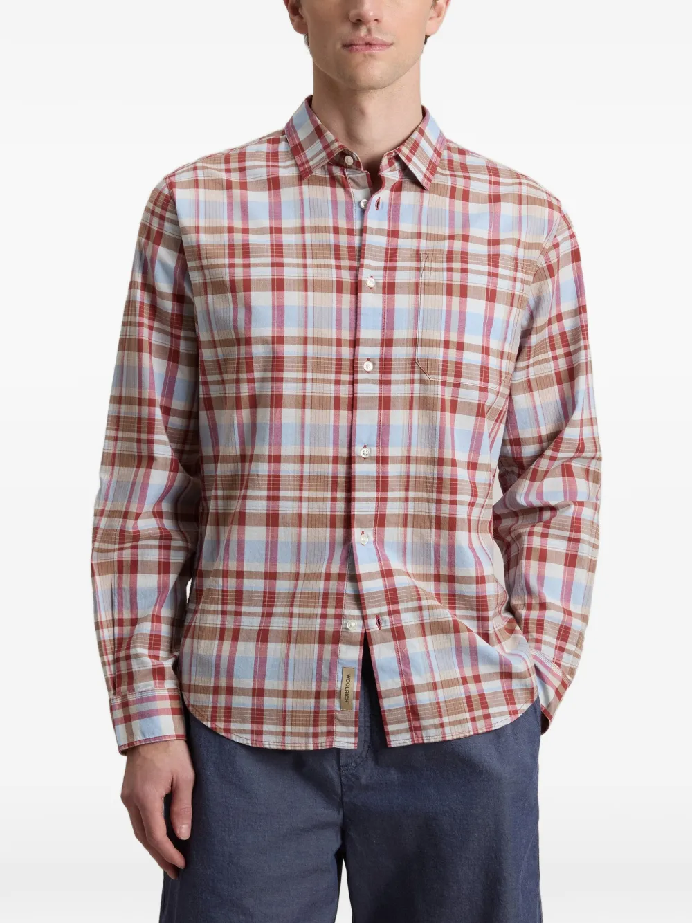Woolrich Geruit katoenen overhemd met patch Rood