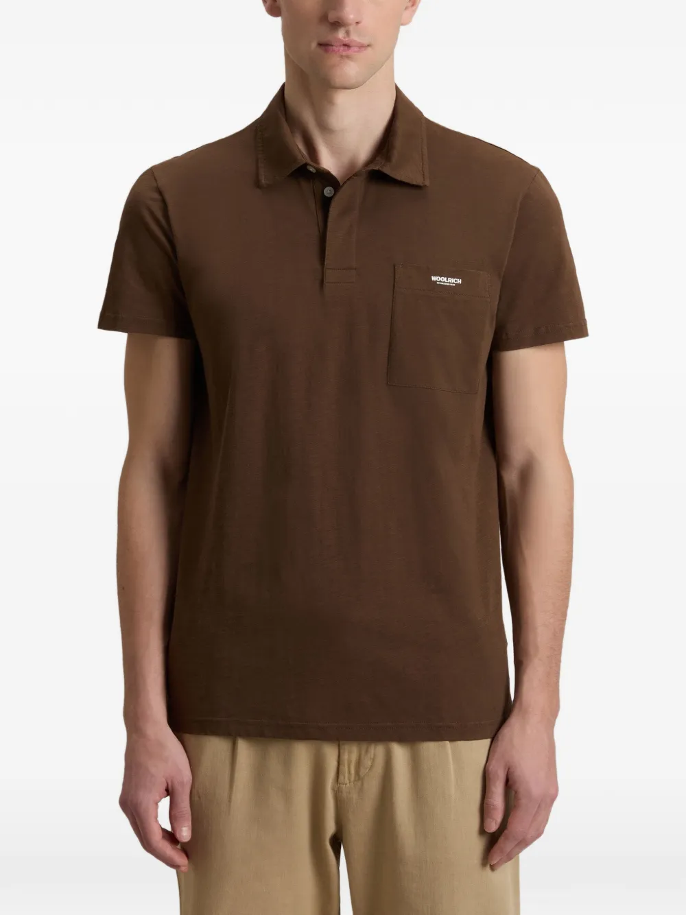 Woolrich Poloshirt met logo en zak Bruin