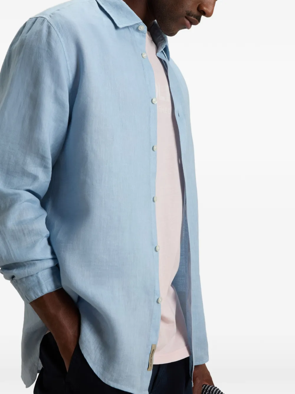 Woolrich Linnen overhemd Blauw