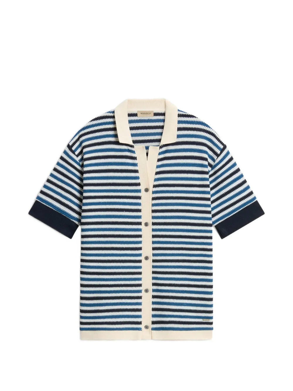 Woolrich striped crochet-effect shirt - Blau