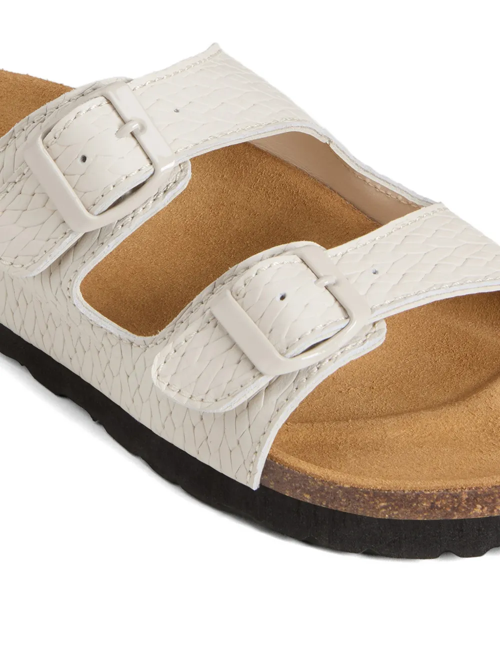 Woolrich Leren sandalen met gesp en print Beige