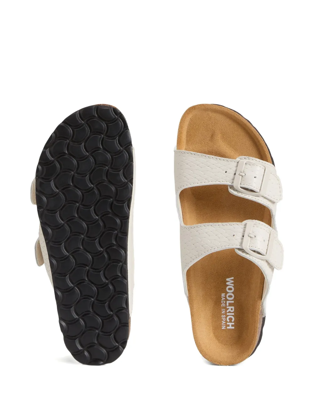 Woolrich Leren sandalen met gesp en print Beige