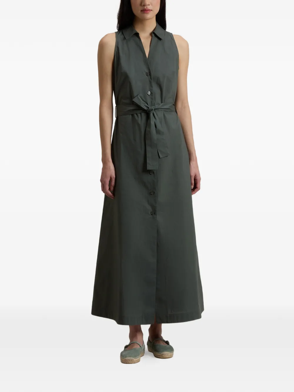 Woolrich Midi-jurk met knopen en ceintuur Groen