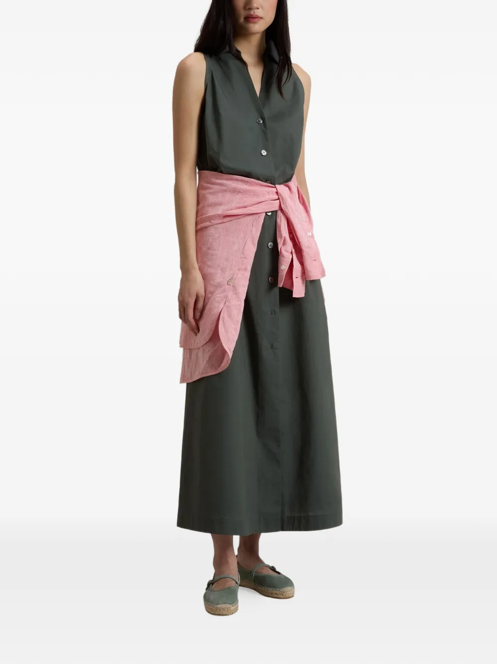 Woolrich Midi-jurk met knopen en ceintuur Groen
