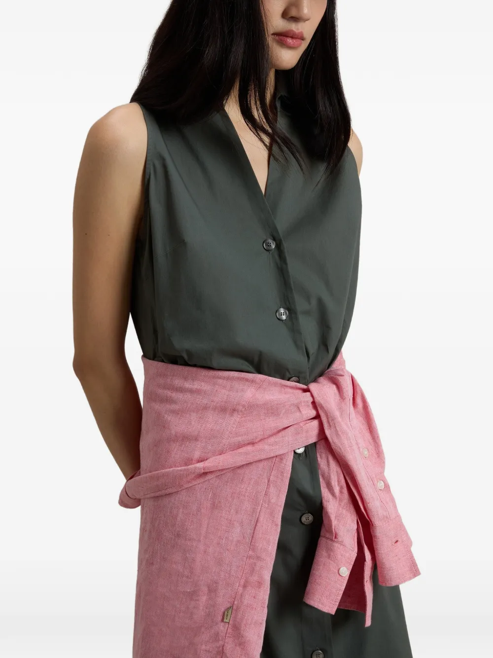 Woolrich Midi-jurk met knopen en ceintuur Groen