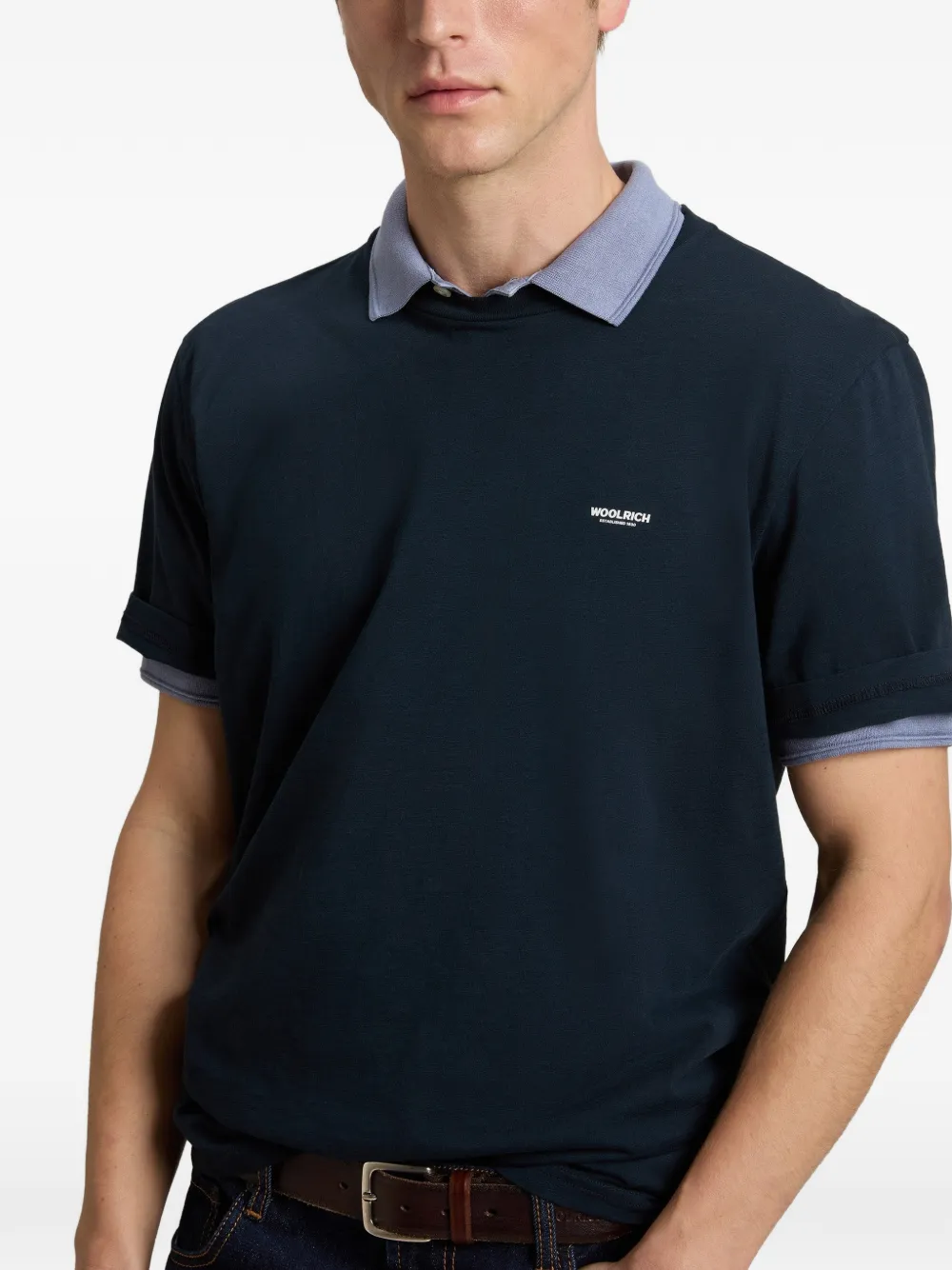 Woolrich T-shirt met logo aan de voorkant Blauw