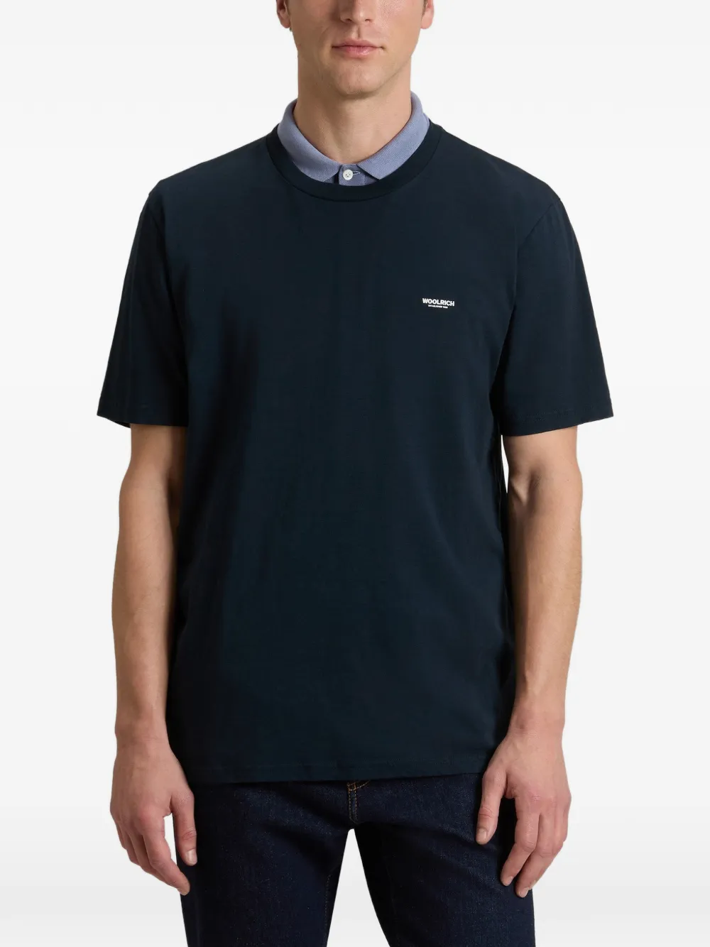 Woolrich T-shirt met logo aan de voorkant Blauw