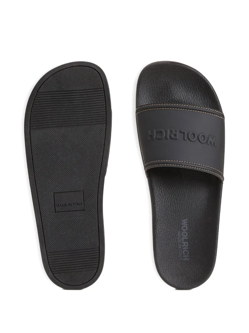 Woolrich Sandalen met contrasterend stiksel en logo Zwart