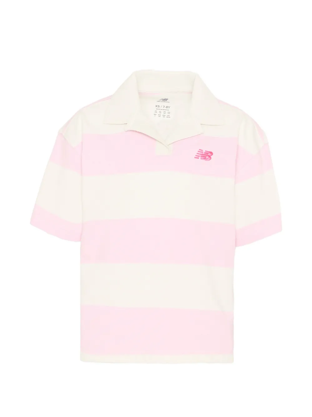 New Balance Kids striped logo-detail T-shirt - Rosa