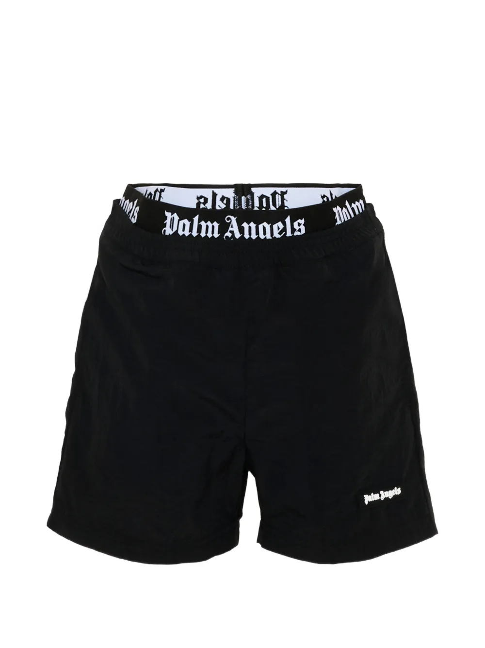 Palm Angels Kids logo-waistband swim shorts - Black