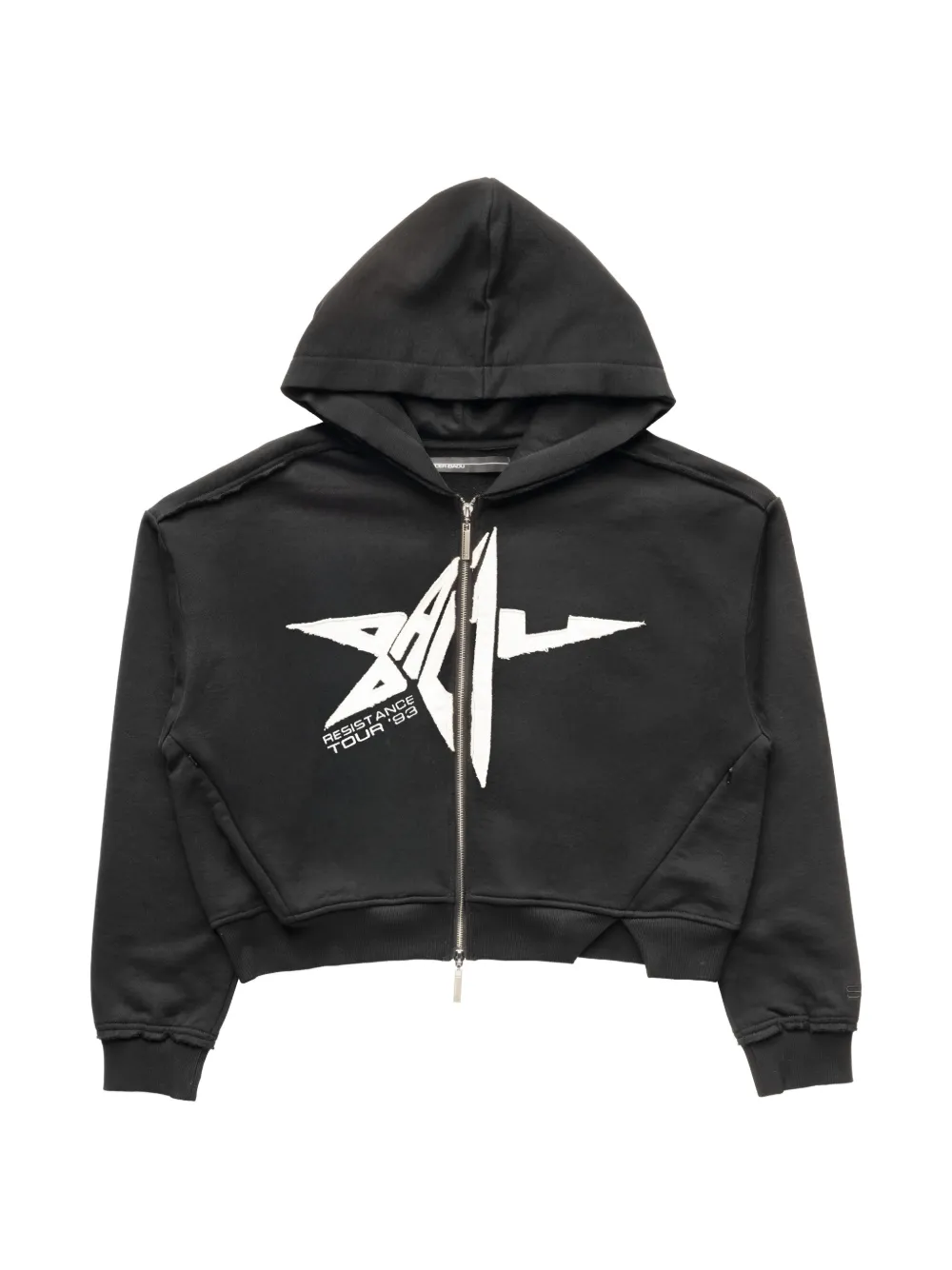 Spencer Badu Distressed zip-up long-sleeved hoodie - Black