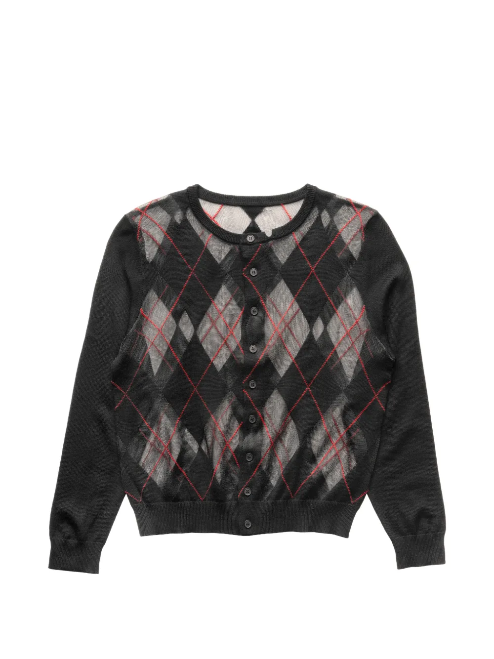 Spencer Badu argyle-pattern mesh cardigan - Nero