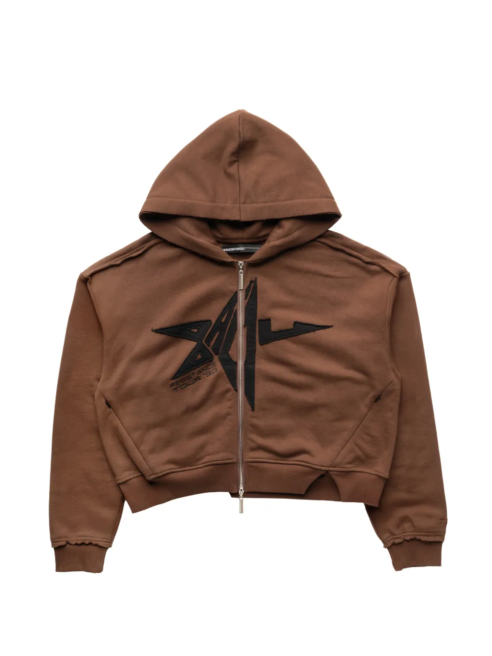 Spencer Badu appliqué zip hooded sweatshirt - Brown