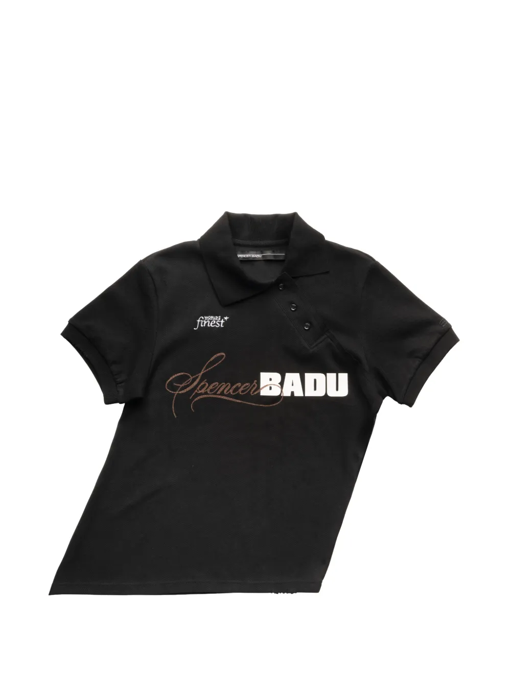 Spencer Badu asymmetric logo-print polo shirt - Nero