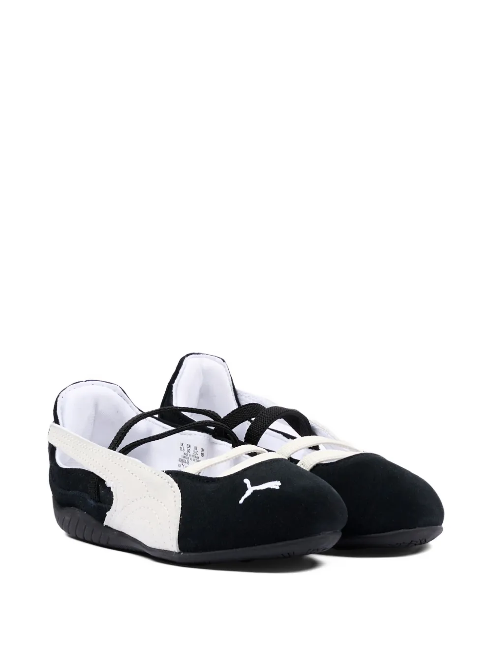 Puma Kids logo detail ballet flats Zwart