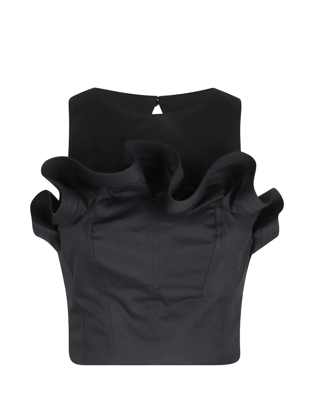 Elisabetta Franchi ruffled cropped top - Schwarz