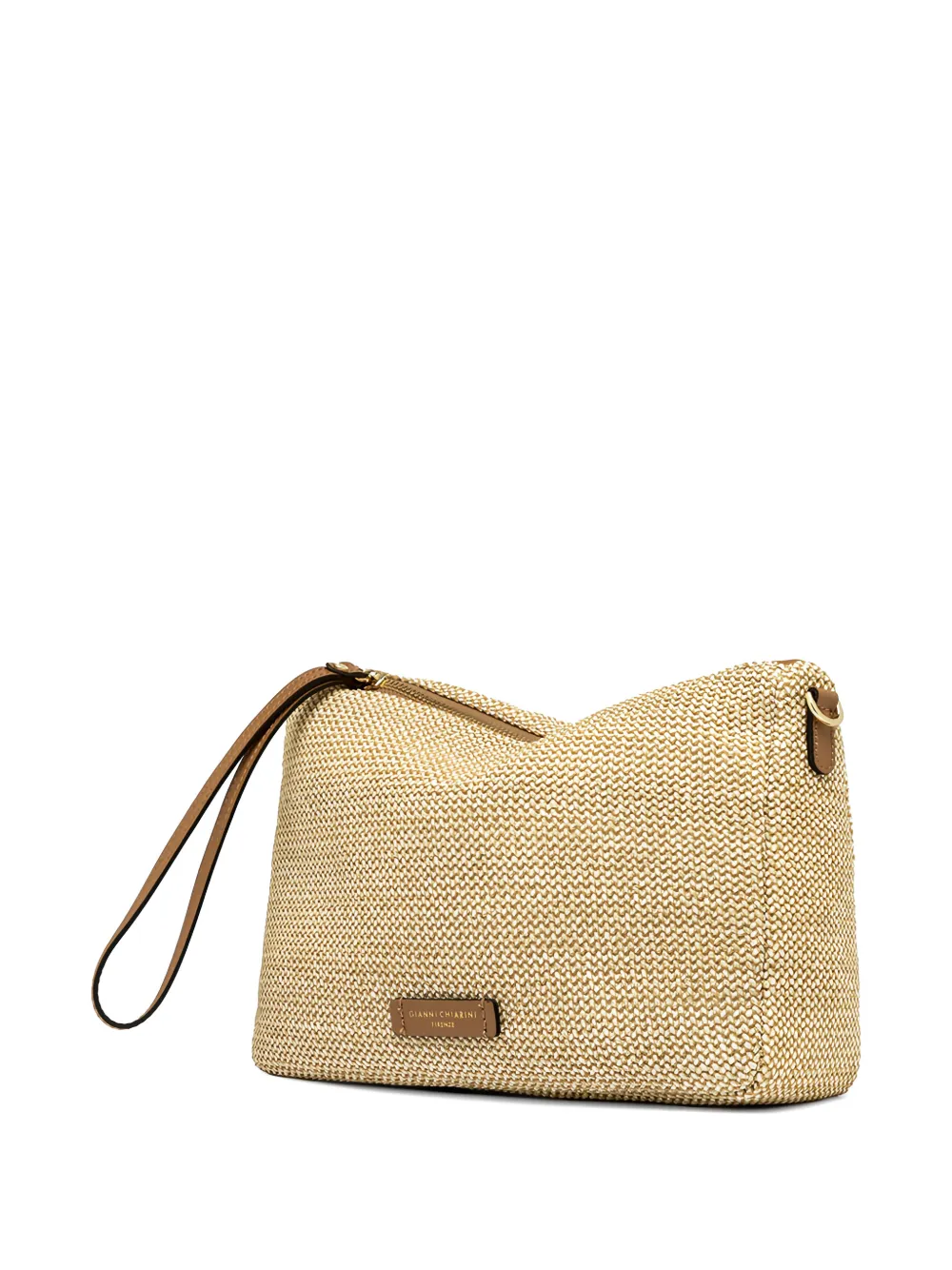 GIANNI CHIARINI Nora kleine clutch met leren afwerking en geweven design Beige