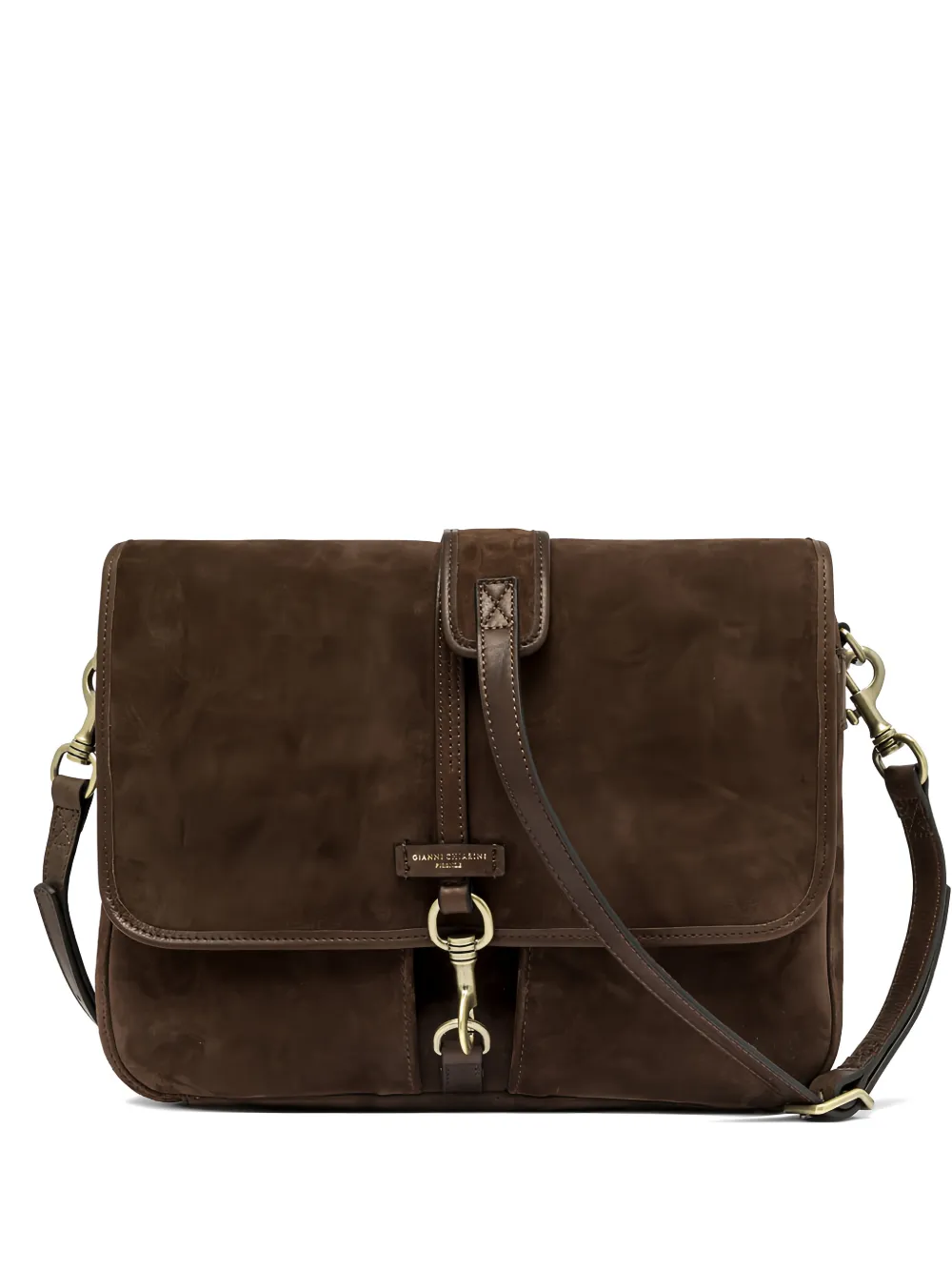 GIANNI CHIARINI Berlino suede messenger bag - Marrone