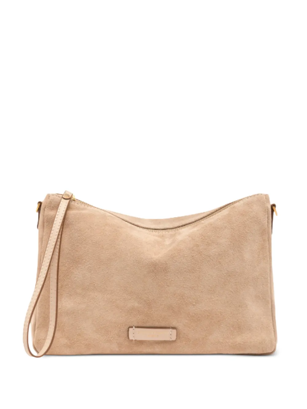 GIANNI CHIARINI medium Nora suede logo-plaque clutch bag - Toni neutri