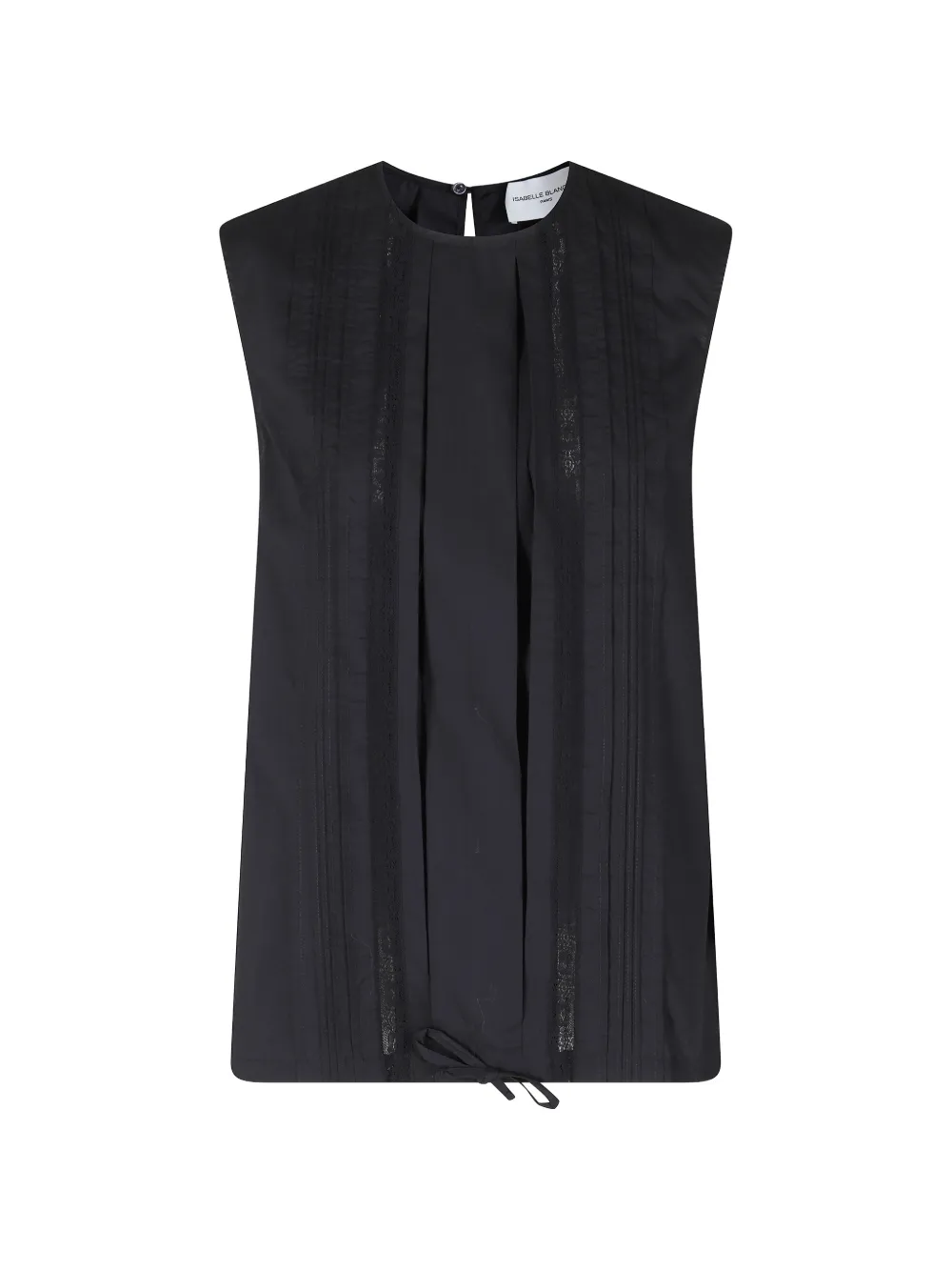 Isabelle Blanche lace-trim pintuck-detail blouse - Nero