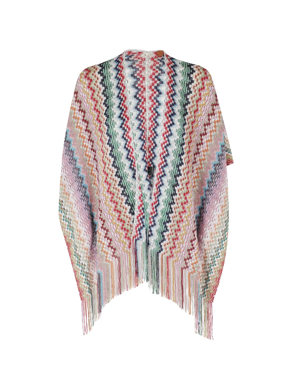 Missoni zigzag-knit fringed cape - Rosa