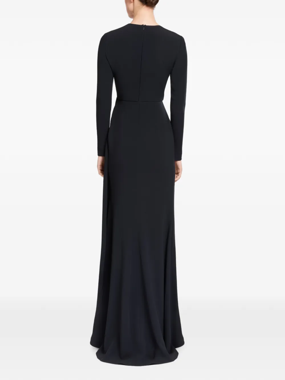 Elie Saab Maxi-jurk met ruches en V-hals Zwart