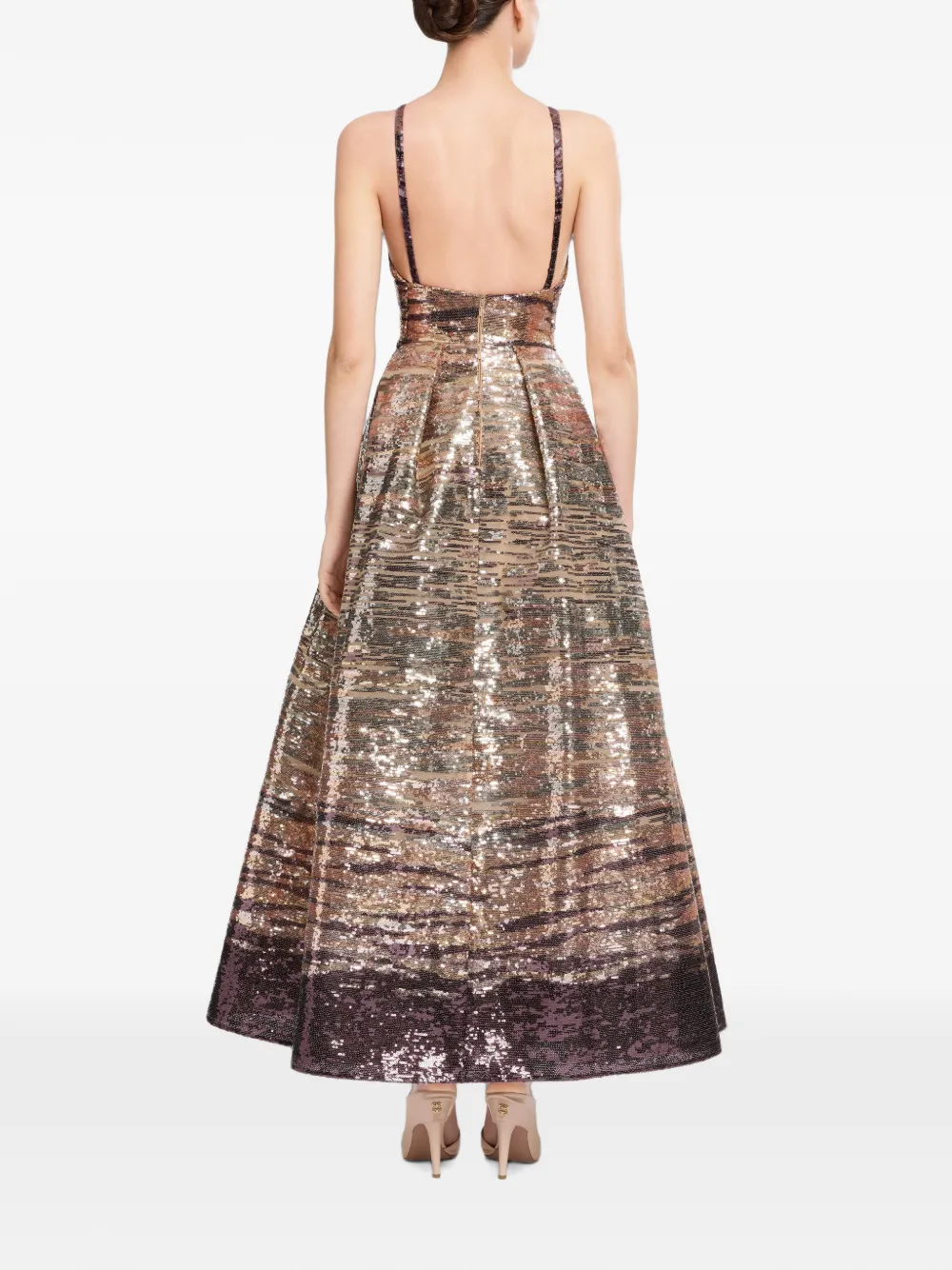 Elie Saab Mouwloze maxi-jurk met pailletten Goud