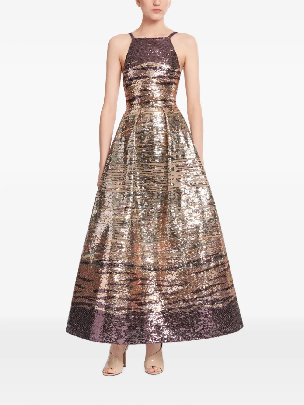 Elie Saab Mouwloze maxi-jurk met pailletten Goud